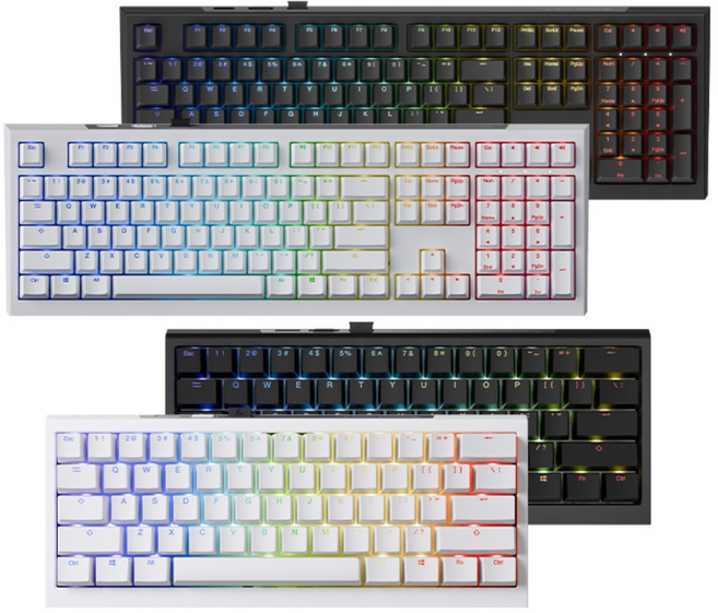 Ducky ONE X 機械鍵盤 電感軸 三模連線 黑色 白色 抗震設計 PBT鍵帽 電競鍵盤 無線鍵盤 遊戲鍵盤, 黑色100%, 主商品