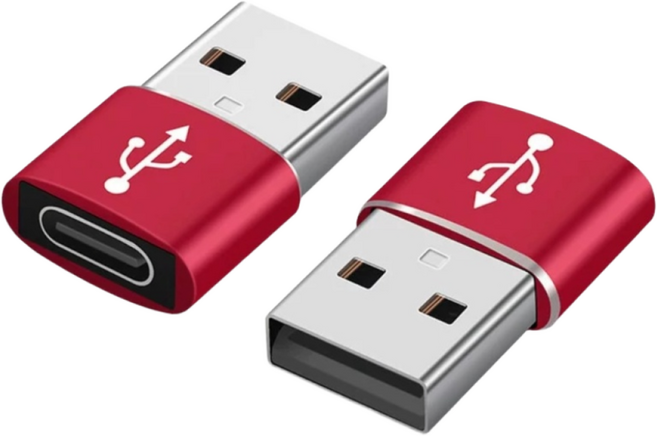 TYPE C轉USB 轉接頭 USB2.0, 1個, 【長款轉接頭】支援供電+傳輸-不挑色, 紅色