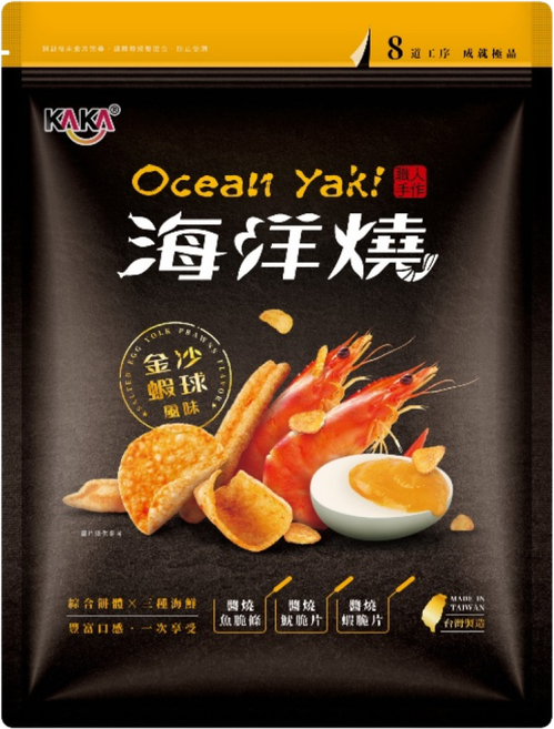 KAKA 海洋燒 醬燒蝦餅 210g 4入組, 1個, 海洋燒210g金沙蝦球-四入組, 840g