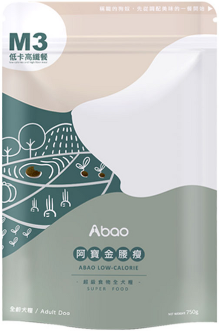 Abao 阿寶 低卡高纖M3金腰瘦犬糧 750g 無穀低敏 體重管理 全齡犬適用, 1個, M系列-金腰瘦犬糧750g