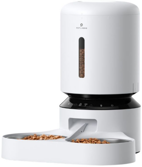 PETLIBRO 膠囊餵食器 WiFi 連線版 寵物自動餵食器 遠端操控 不鏽鋼, WIFI款 白色雙碗, 1個, 5L