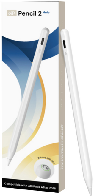 【eiP】Pencil 2 iPad觸控筆 (適用 iPad Pro / Air 4.5.6.7 M2 M3 M4 Halo 環燈款丨白), Halo 環燈款丨白, 1支