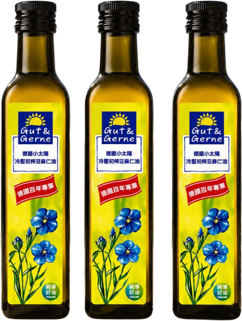 德國小太陽 冷壓初榨亞麻仁油, 1個, 3瓶組