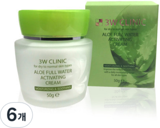 3W CLINIC 蘆薈活水保濕霜, 50g, 6個