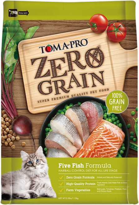 TOMA-PRO 優格零穀全齡貓 5種魚化毛配方, 2.49kg, 1個, Fresh Atlantic Cold Water Fish as Base Ingredient