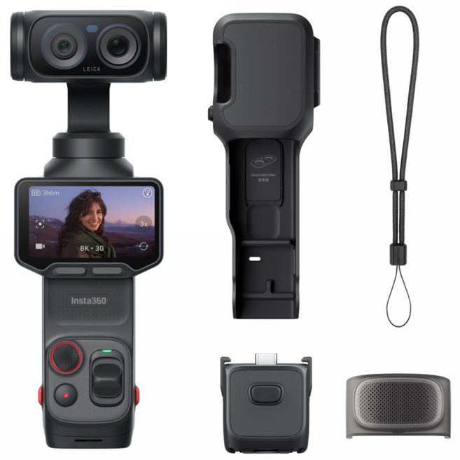 Insta360 Luna ultra 手持穩定器 口袋相機 三軸雲台相機 攝影機 穩定器相機 黑色/白色, 黑色, LUNA ULTRA 標準套裝