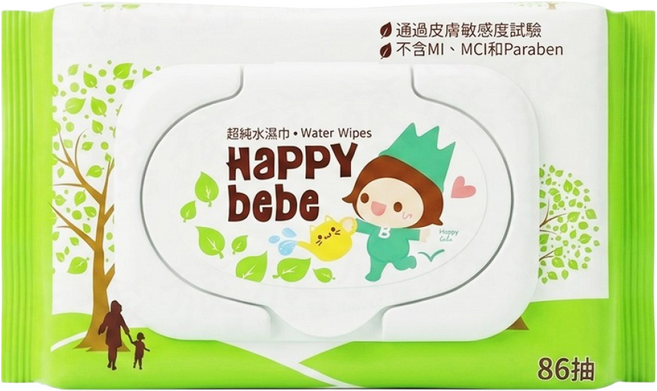 HappyBebe 純水隨身包, 1, 86抽, 660g