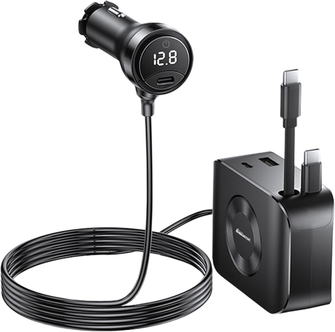 安伯特 (ANBORTEH) 電壓監控延長 1分5車充孔 1孔USB 國家認證 1年保固, 黑