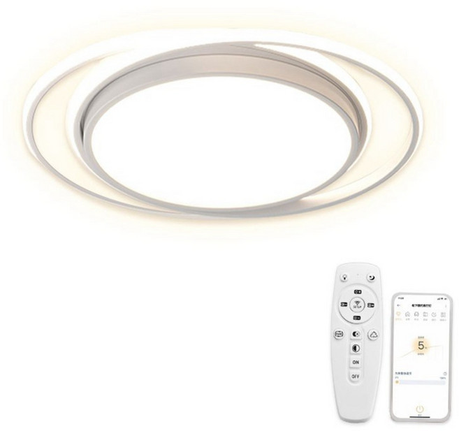 聚美照明 雙環LED吸頂燈 50CM 9000lm 3000-6500K 無極調光 APP控制, 白色