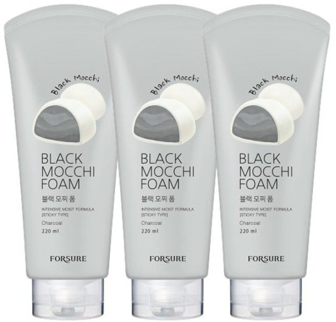포슈어 모찌 클렌징 폼 블랙, 220ml, 3개