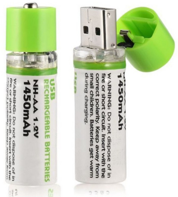 USB充電電池 1450mAh 三號AA電池, 1個, USB充電電池-3號(兩顆)