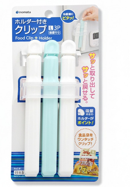 Inomata 食品封口夾 L號 (3個入) 日本製, 1個, 封口夾_L號3入, N/A