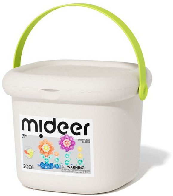DFMEI mideer彌鹿雪花片拼插積木益智拼裝幼兒園寶寶兒童大號加厚玩具, 1個, 透彩雪花片-200pcs MD1212