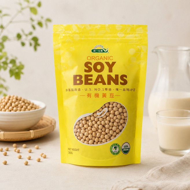 統一生機 有機黃豆 380g 非基因改造 美國U.S. NO.1等級 IP食品級, 1個