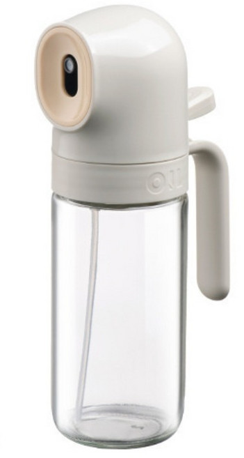 DFMEI 玻璃家用廚房油壺控油噴壺食用油噴油瓶霧化霧狀油噴壺多功能油罐, 1個, 白色【250ml均勻霧化不掛油】