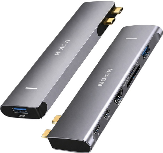 擴展塢 MOKiN USB-C HUB 7in2 多功能擴充集線器 4K Thunderbolt 3 PD100W快充, 銀色- USB-C HUB 7in2 多功能擴充集線器, 1個