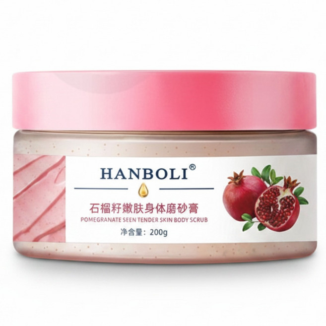 HANBOLI 身體去角質 滋潤肌膚 沐浴磨砂膏, 1個, 石榴籽嫩膚身體磨砂膏*1