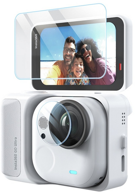 Insta360 GO Ultra 9H螢幕鋼化膜 鏡頭軟膜 二入組, 1個, 二入)螢幕鋼+鏡頭軟膜am