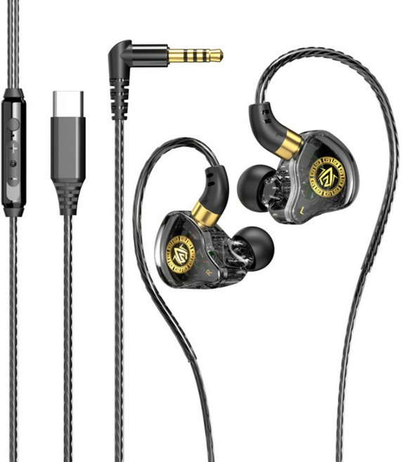 DFMEI 直播唱歌有線耳機入耳式電腦重低音運動遊戲耳機, 如圖, S26黑色 type-c數字接口帶包裝