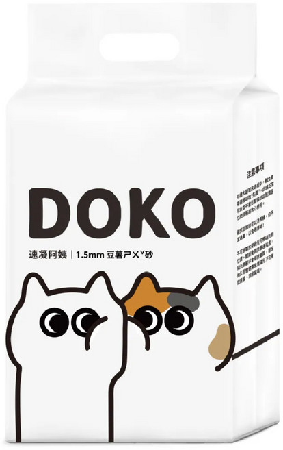 DOKO 速凝阿姨 1.5mm 豆薯砂|快速凝結、易清理、可沖馬桶、環保貓砂, 6包, 7L, 無香