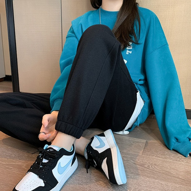 Ladyshare 韓版華夫格寬鬆束腳運動褲 G014 女裝高腰顯瘦運動長褲