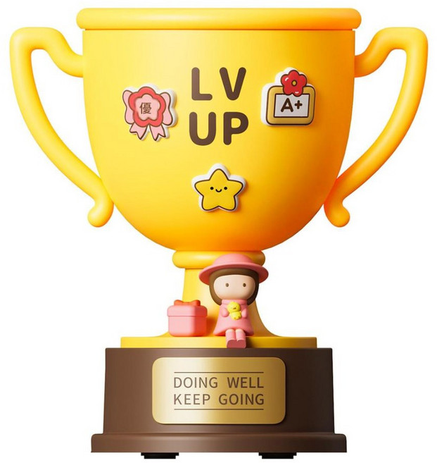 獎杯小夜燈 USB充電式 兒童創意禮物 學生床頭小臺燈, 高光女生 3W