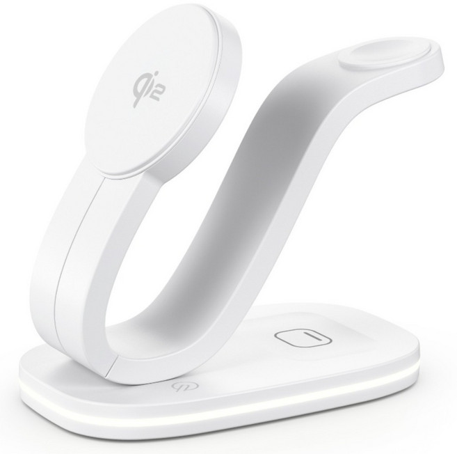 AHEAD Qi2 25w 三合一無線充電器 MagSafe 蘋果手機 AirPods耳機 Watch手錶, 白色, 1個