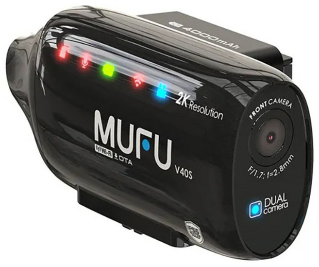 MUFU 雙鏡頭機車行車記錄器 V40S極光機(側邊款) 贈64GB記憶卡 雙鏡頭2K高畫質, 星曜黑, V40S