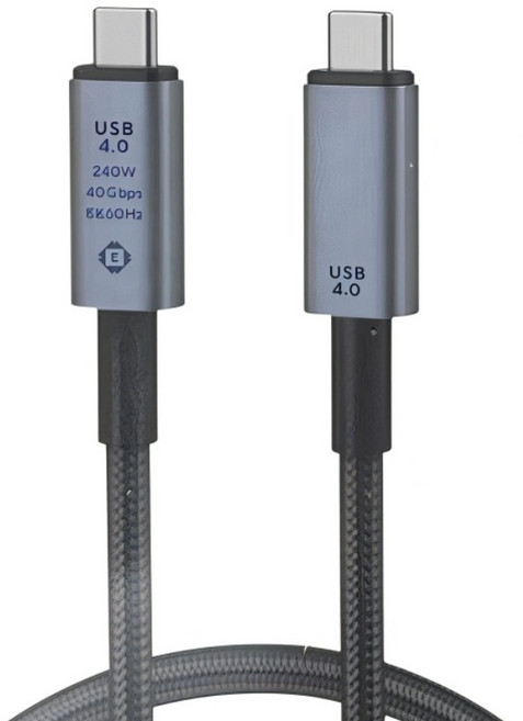 USB4 Type-C 數據線 兼容雷電4 40Gbps 240W PD快充 8K@60Hz 影音傳輸線 150cm, 1個, USB4無數顯240w40GB-011-13, 黑