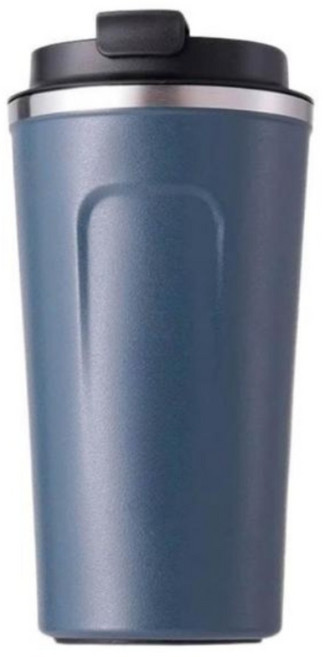 磨砂質感咖啡杯 500ml 304不鏽鋼 雙層保溫保冷 防漏設計, 磨砂質感防漏304不鏽鋼咖啡保溫杯(藏青藍), 1個