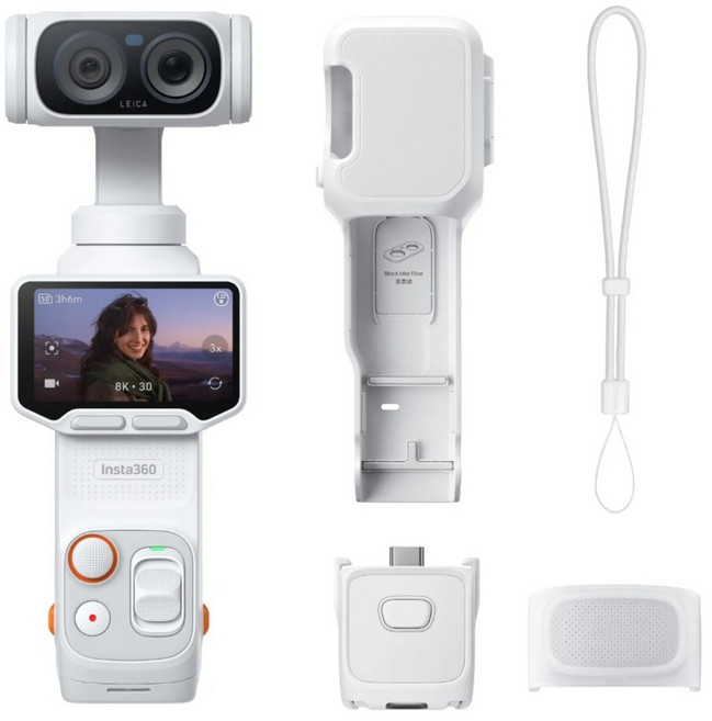 Insta360 Luna ultra 手持穩定器 口袋相機 三軸雲台相機 攝影機 穩定器相機 黑色/白色, 白色, LUNA ULTRA 標準套裝