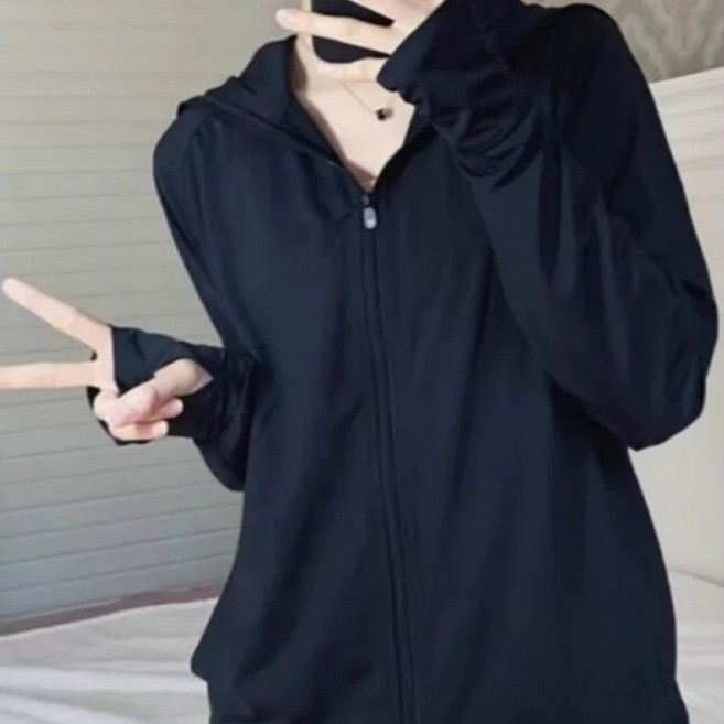 輕薄涼感防曬外套, 黑色