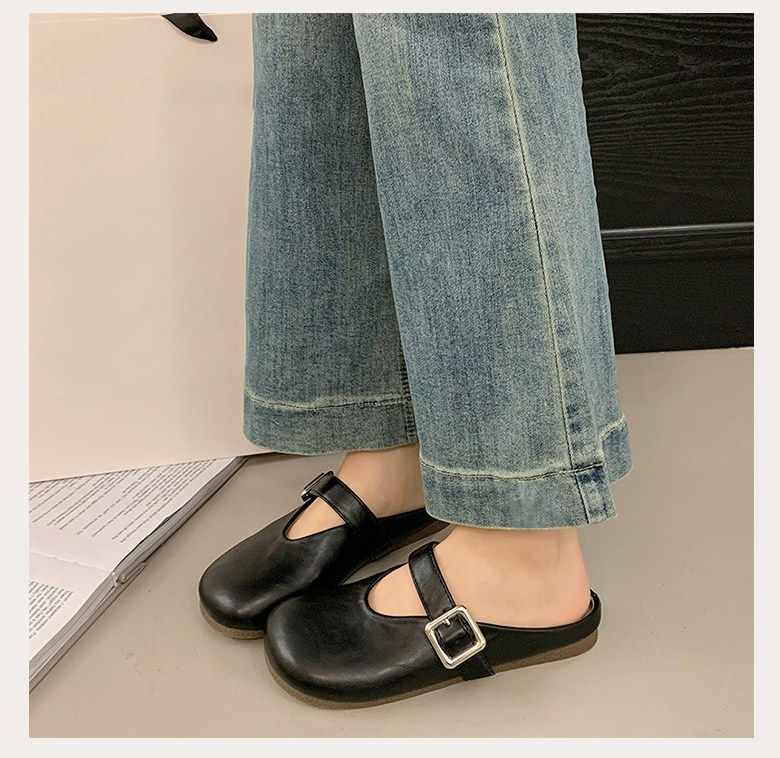 여성 버클 뮬 여성뮬슬리퍼형샌들