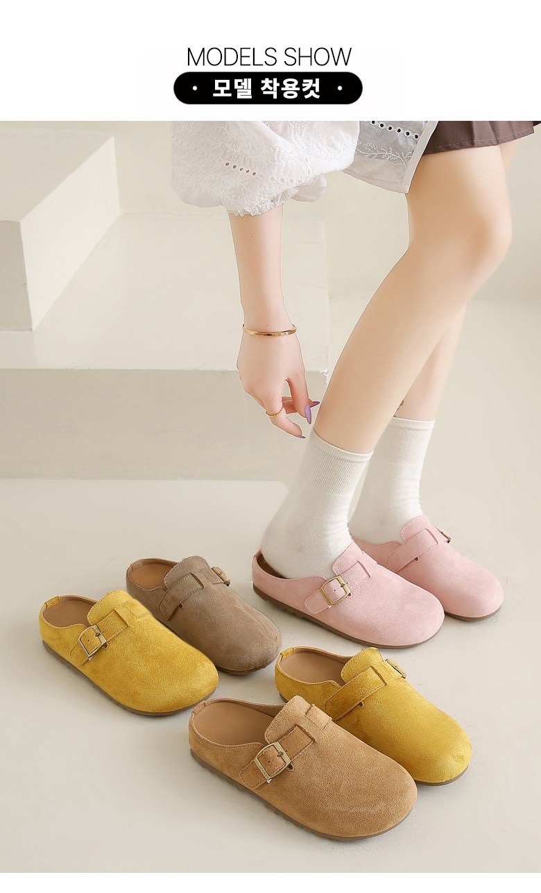 여성 발편한 플랫 여성뮬슬리퍼형샌들