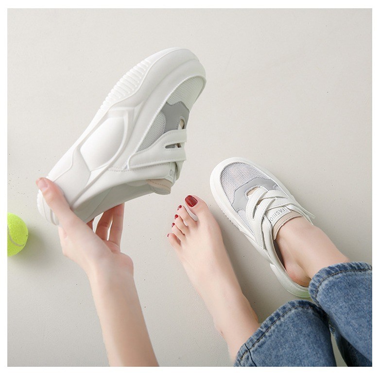 여성 볼넓은 메쉬 여성뮬슬리퍼형샌들