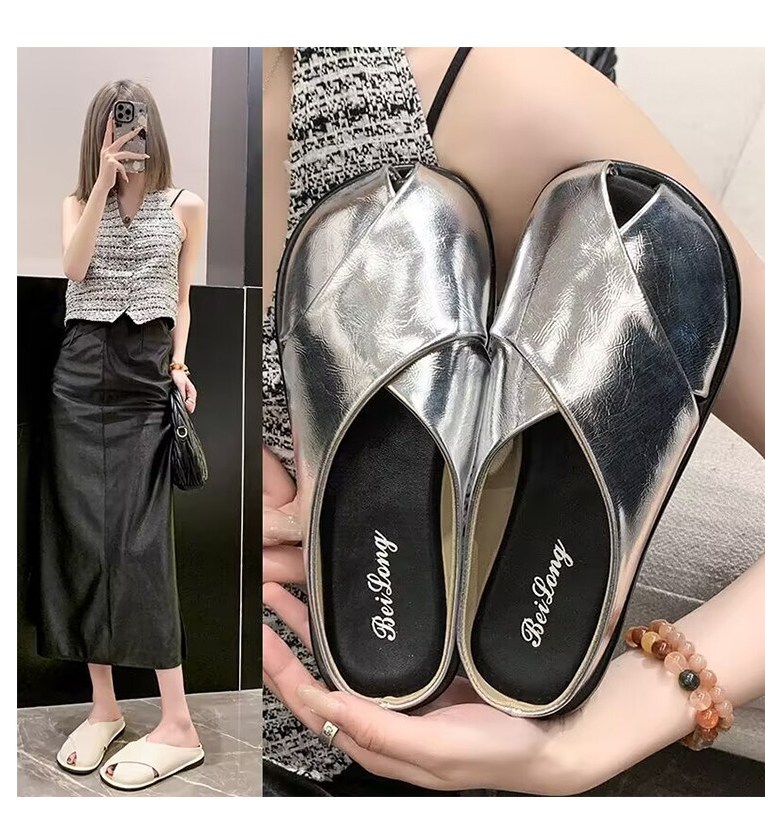 여성 트렌디 발편한 여성뮬슬리퍼형샌들