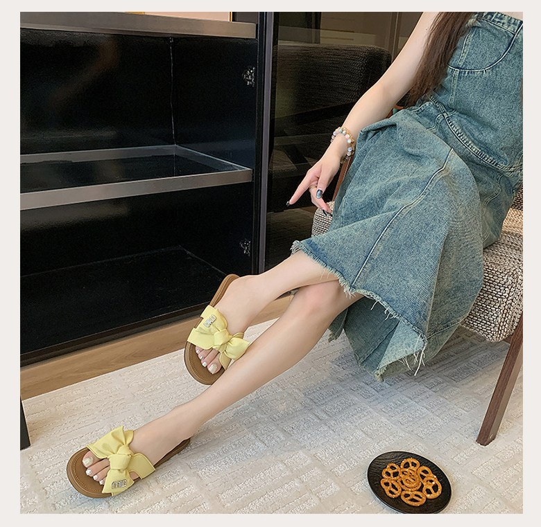여성 귀여운 리본 여성뮬슬리퍼형샌들