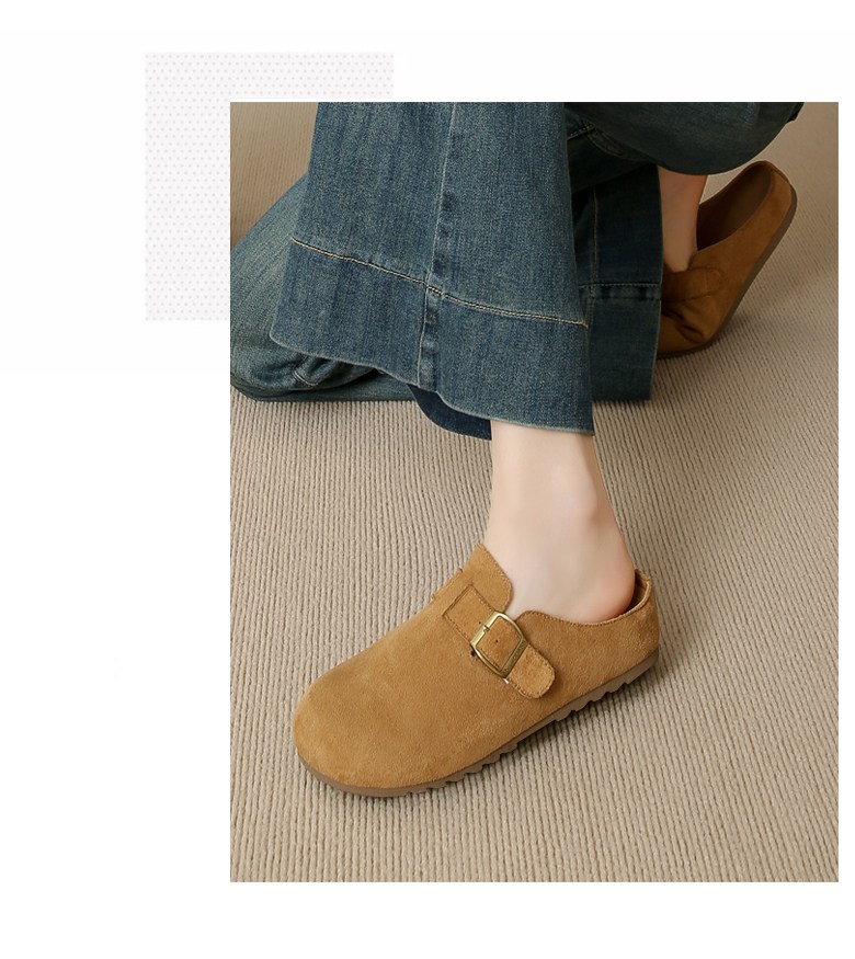 여성 발편한 플랫 여성뮬슬리퍼형샌들