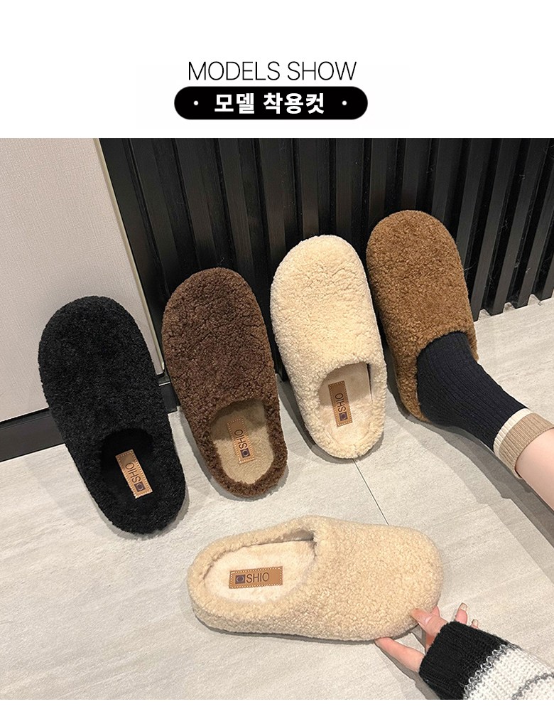 여성 발편한 털 여성뮬슬리퍼형샌들