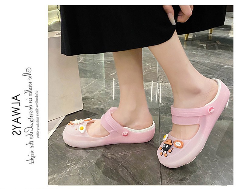 여성 발편한 캐릭터 여성뮬슬리퍼형샌들