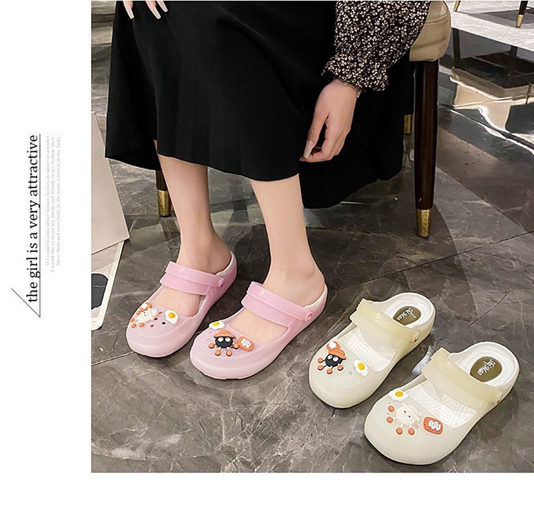 여성 발편한 캐릭터 여성뮬슬리퍼형샌들