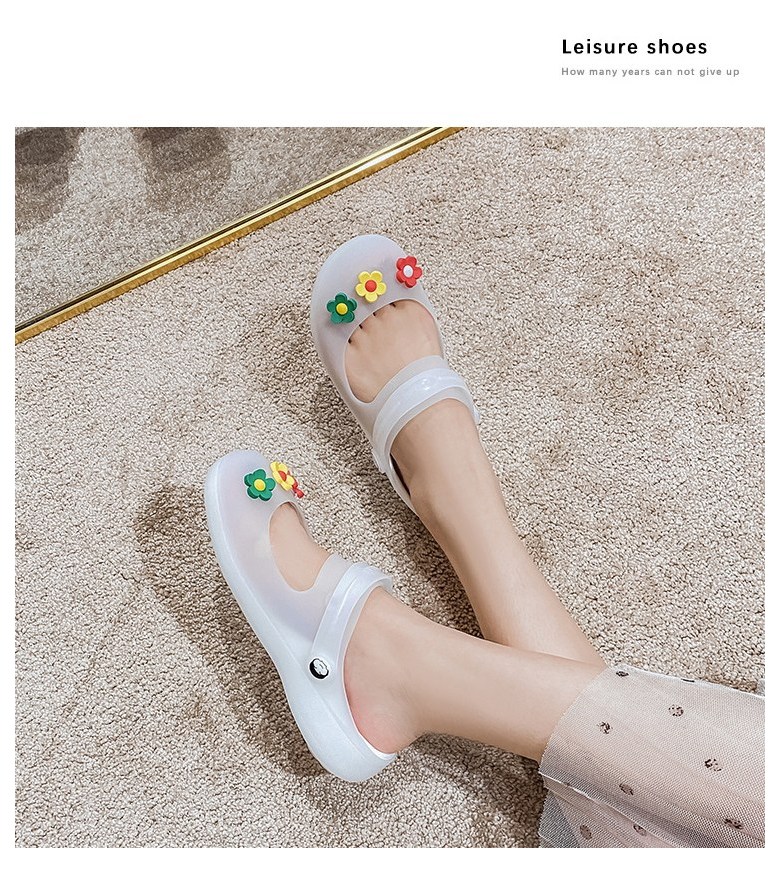 여성 발편한 플라워 여성뮬슬리퍼형샌들
