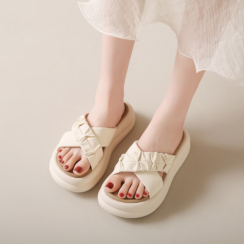 여성 빈티지 발편한 여성뮬슬리퍼형샌들