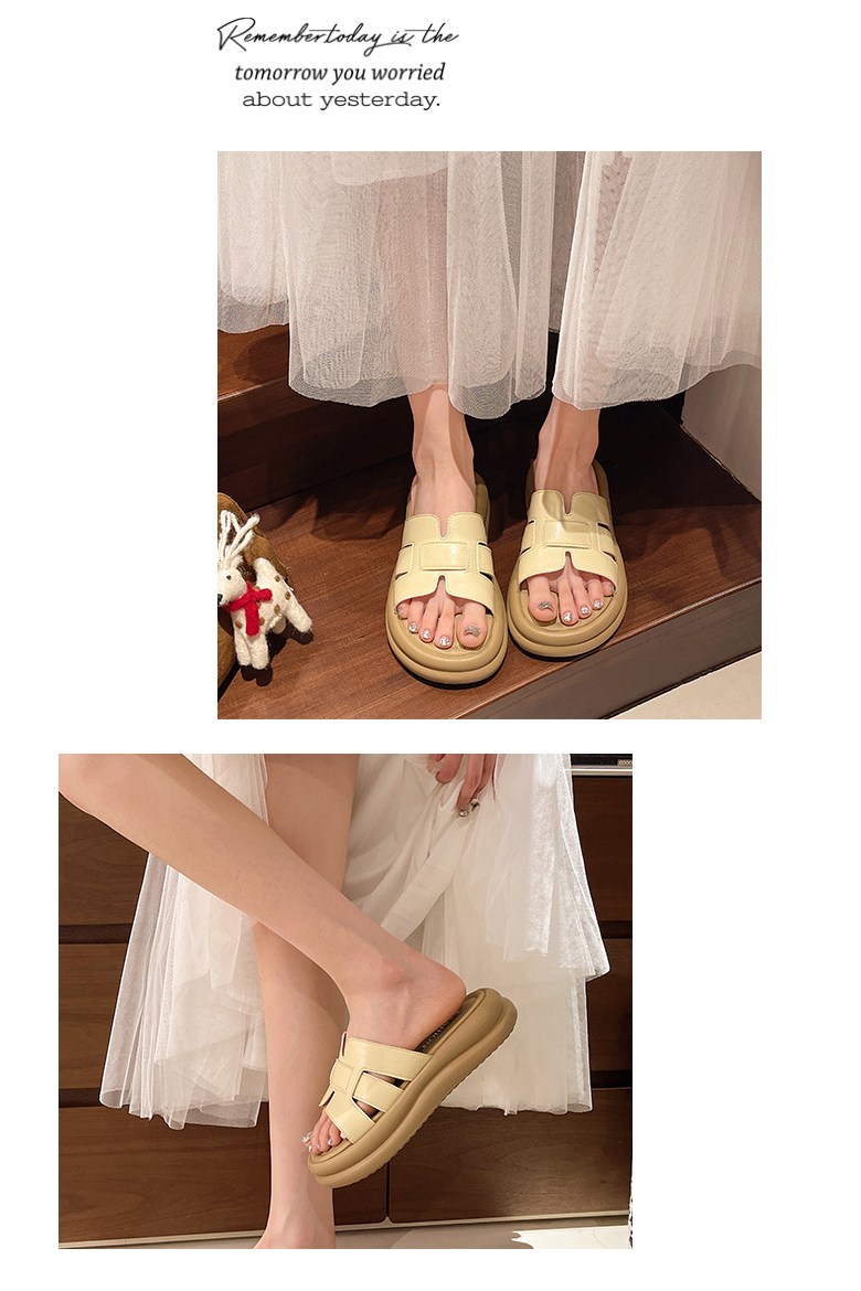 여성 발편한 통굽 여성뮬슬리퍼형샌들