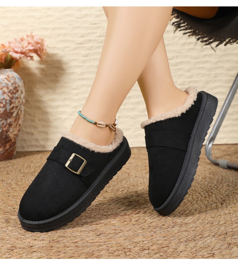 여성 빈티지 털 여성뮬슬리퍼형샌들