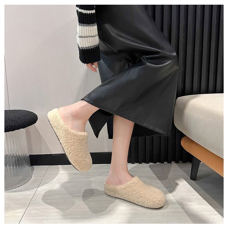 여성 발편한 털 여성뮬슬리퍼형샌들