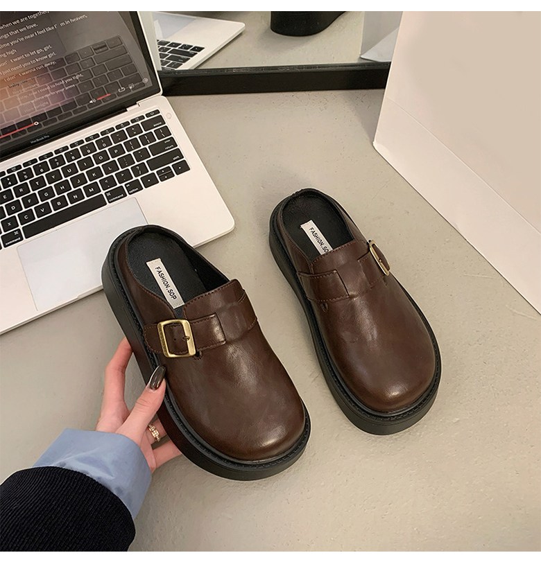 여성 발편한 통굽 여성뮬슬리퍼형샌들