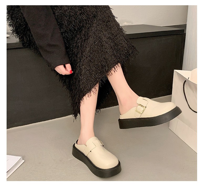 여성 발편한 통굽 여성뮬슬리퍼형샌들