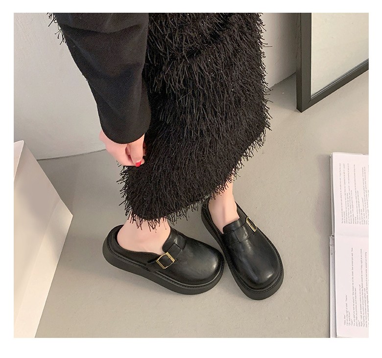 여성 발편한 통굽 여성뮬슬리퍼형샌들