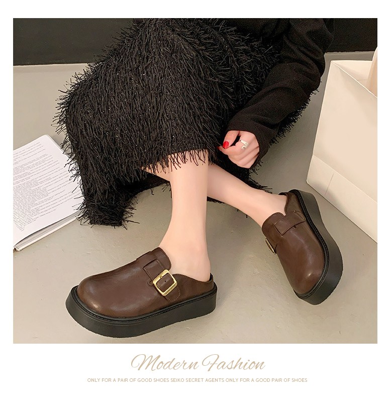 여성 발편한 통굽 여성뮬슬리퍼형샌들